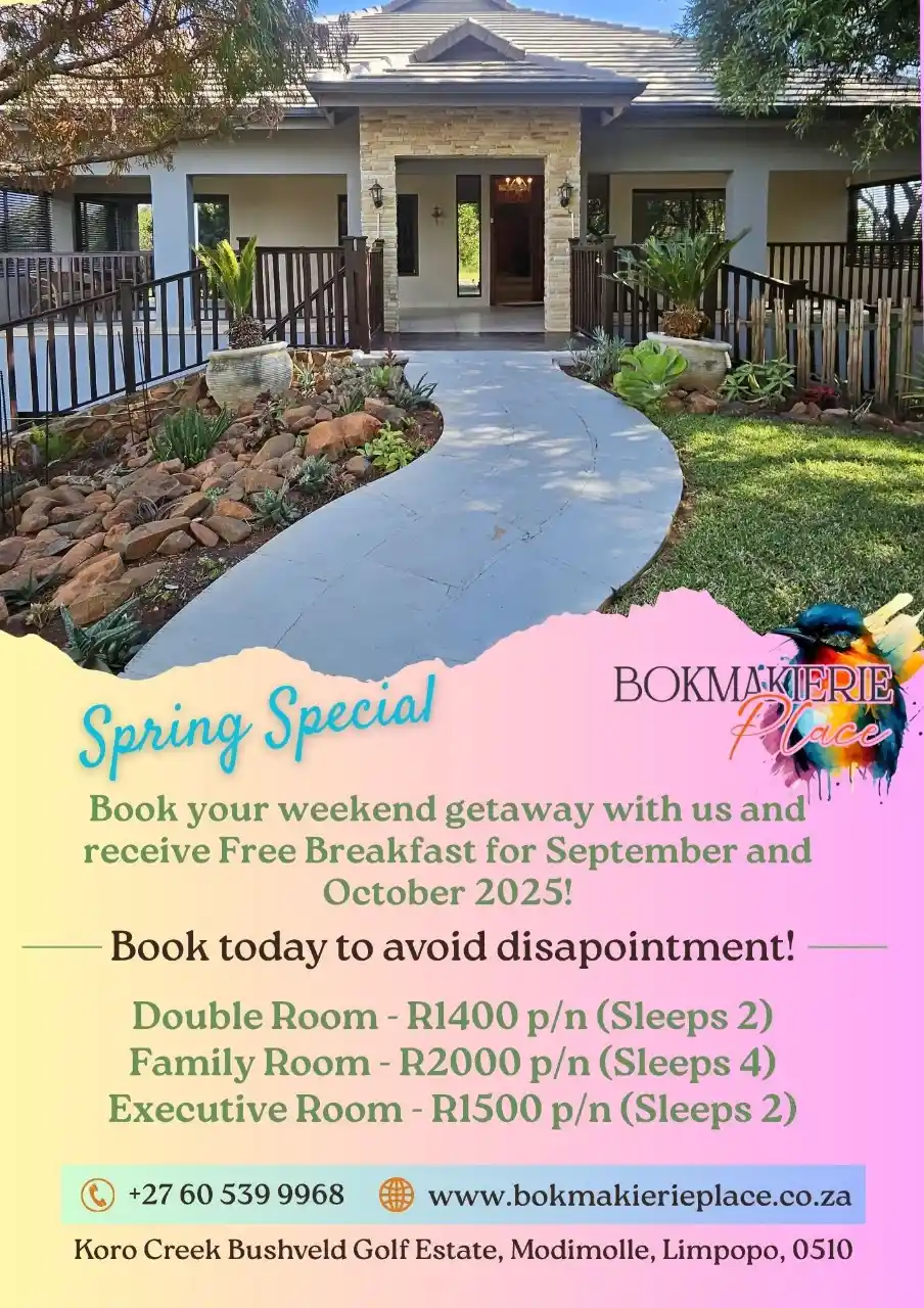 Celebrate Spring at Bokmakierie Place with our Spring Special